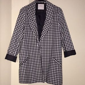 Black & White Gingham Blazer with Pockets
